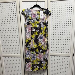 French Connection Floral Midi Dress - Black, Yellow, Pink
